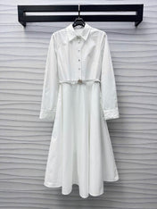 Gucci Midi Dress in White Cotton Poplin
