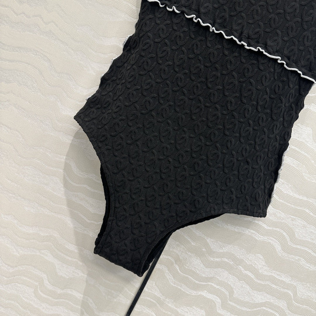Coco Double C Jacquard Logo Classic One-piece Swimsuit