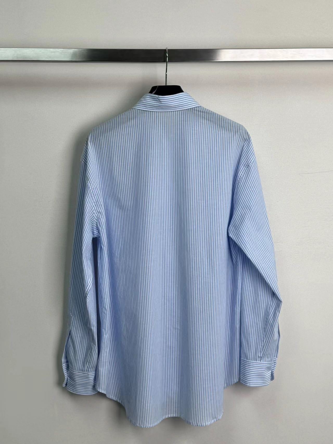 Celine Shirt Blue White Cotton