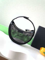 CC 25S POUCH IN BLACK LAMBSKIN WITH MESH GOLD HARDWARE