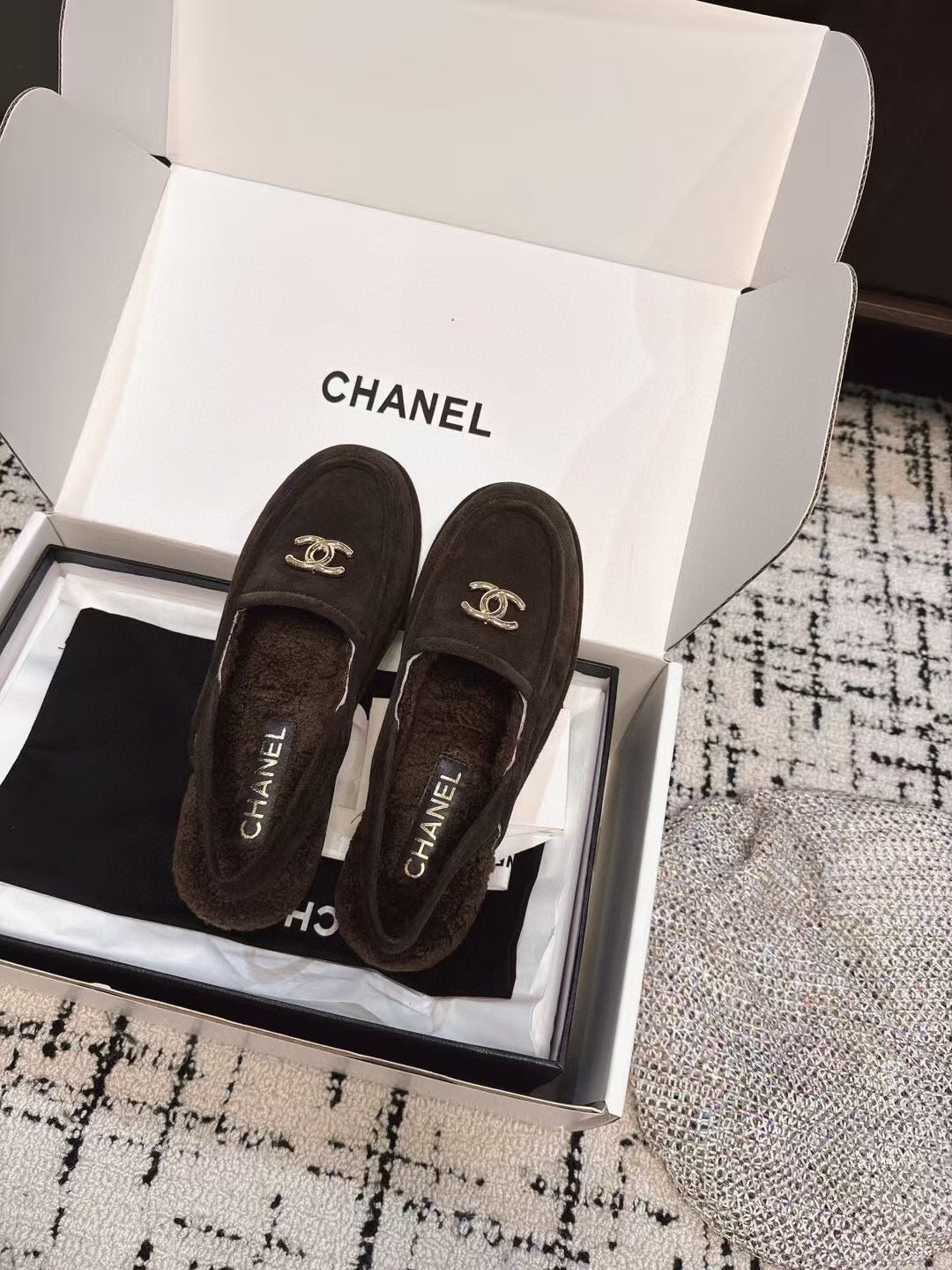 SLINGBACK LOAFER IN BROWN SUEDE AND SHEARLING