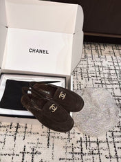 SLINGBACK LOAFER IN BROWN SUEDE AND SHEARLING