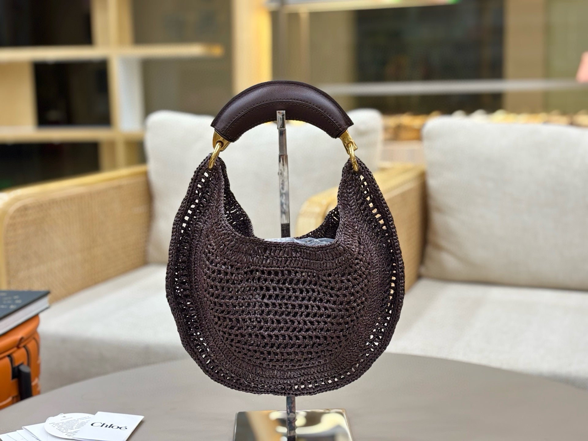 CHLOÉ 25S SUMMER BANANA HOBO BAG 36 IN BROWN