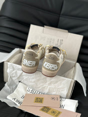 VINTAGE BALLSTAR SNEAKERS IN WHITE AND GREY CALFSKIN AND SUEDE