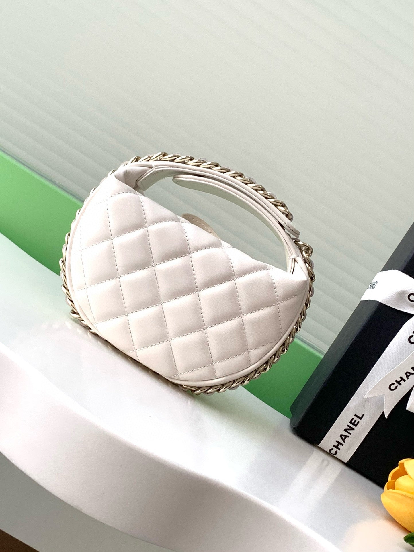 MINI HOBO BAG 16 IN WHITE LAMBSKIN