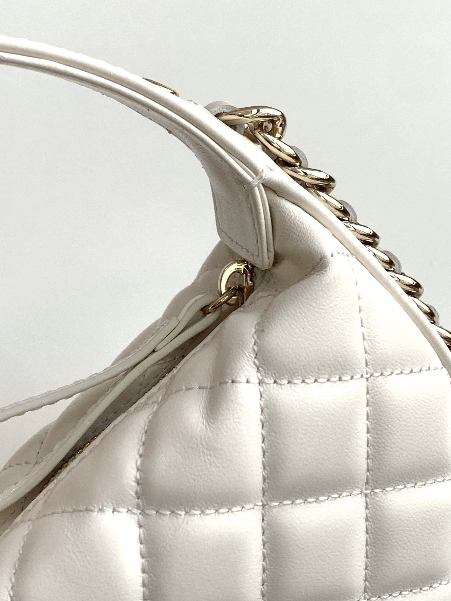 MINI HOBO BAG 16 IN WHITE LAMBSKIN