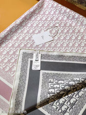 CD SCARF DOUBLE-SIDED IN PINK AND GREY MONOGRAM SILK