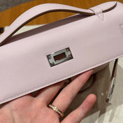 HM KELLY POCHETTE 22 IN LIGHT PINK CALFSKIN SILVER HARDWARE