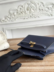 HM KELLY MINI POCHETTE 22 IN NAVY BLUE CALFSKIN