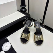 CHANEL 26S STRAPPY SANDALS IN GOLD METALLIC