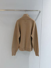 CHANEL 26S HALF-ZIP KNIT SWEATER IN BEIGE WOOL