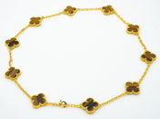 VINTAGE TIGER EYE NECKLACE 10 MOTIFS GOLD