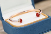 POSSESSION PINK GOLD CARNELIAN DIAMOND OPEN BRACELET