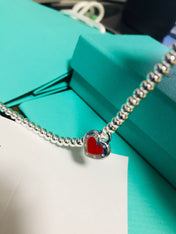 LOVE RED HEART TAG BEAD BRACELET