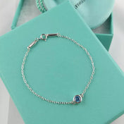 DIAMOND STERLING SILVER AQUAMARINE BUBBLE BRACELET