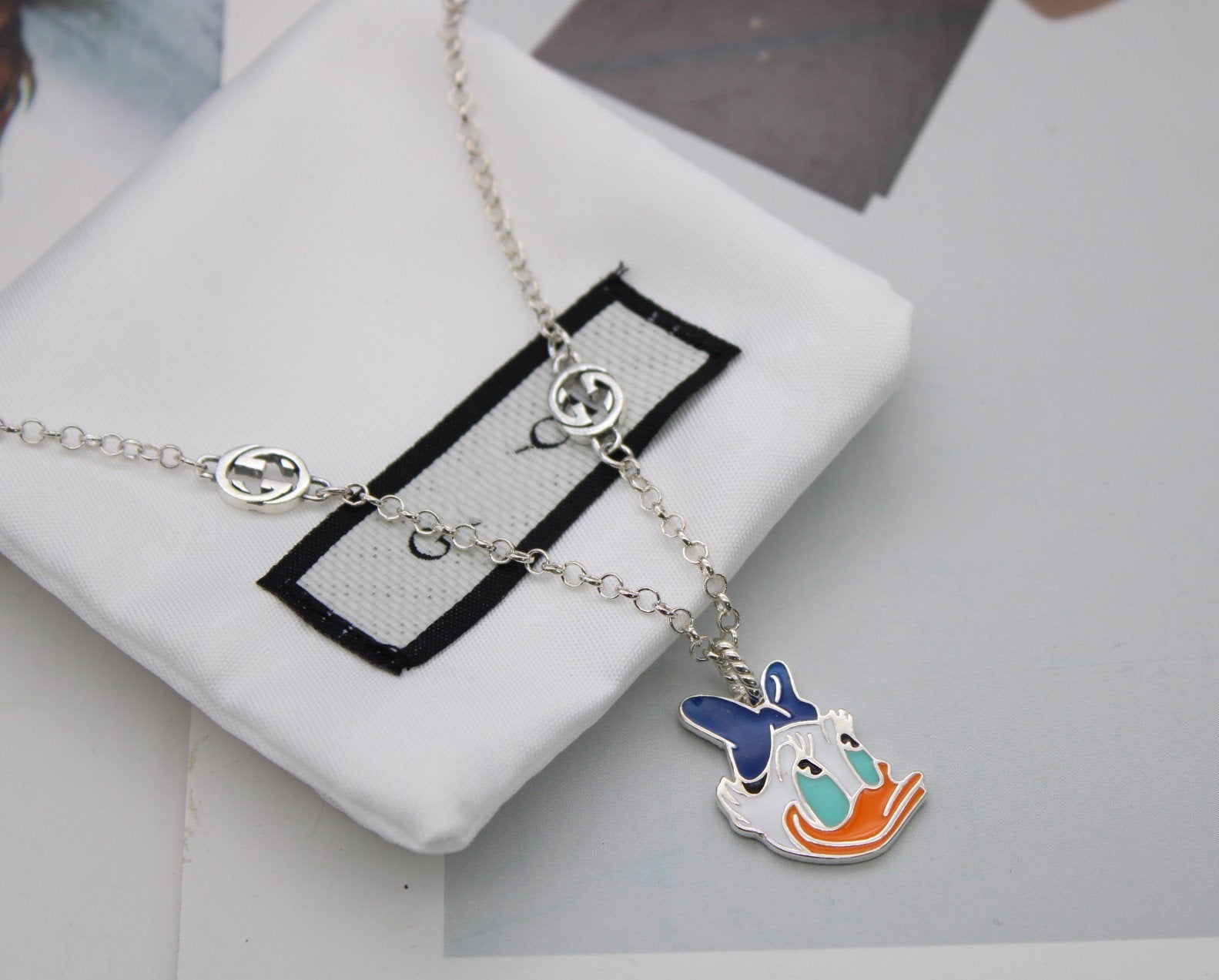 GG DONALD DUCK DOUBLE G STERLING SILVER NECKLACE