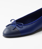 BALLET FLATS NAVY BLUE BLACK LAMBSKIN