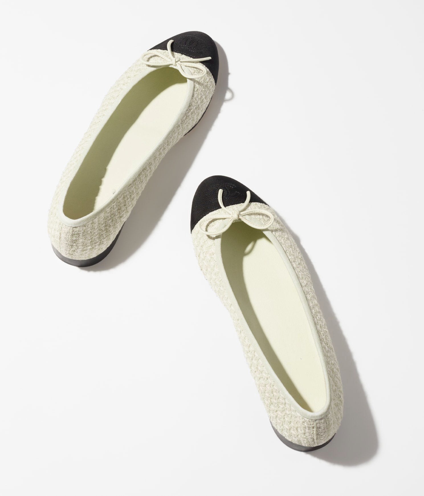 BALLET FLATS LIGHT GRAY WHITE BLACK TWEED