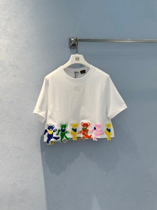 Loewe 25 Bear Embroidered High Waist Short T-shirt Cotton