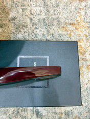 YSL 26S FLAT MULES IN DARK RED CALFSKIN