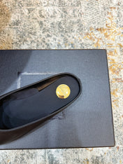 YSL 26S FLAT MULES IN BLACK CALFSKIN
