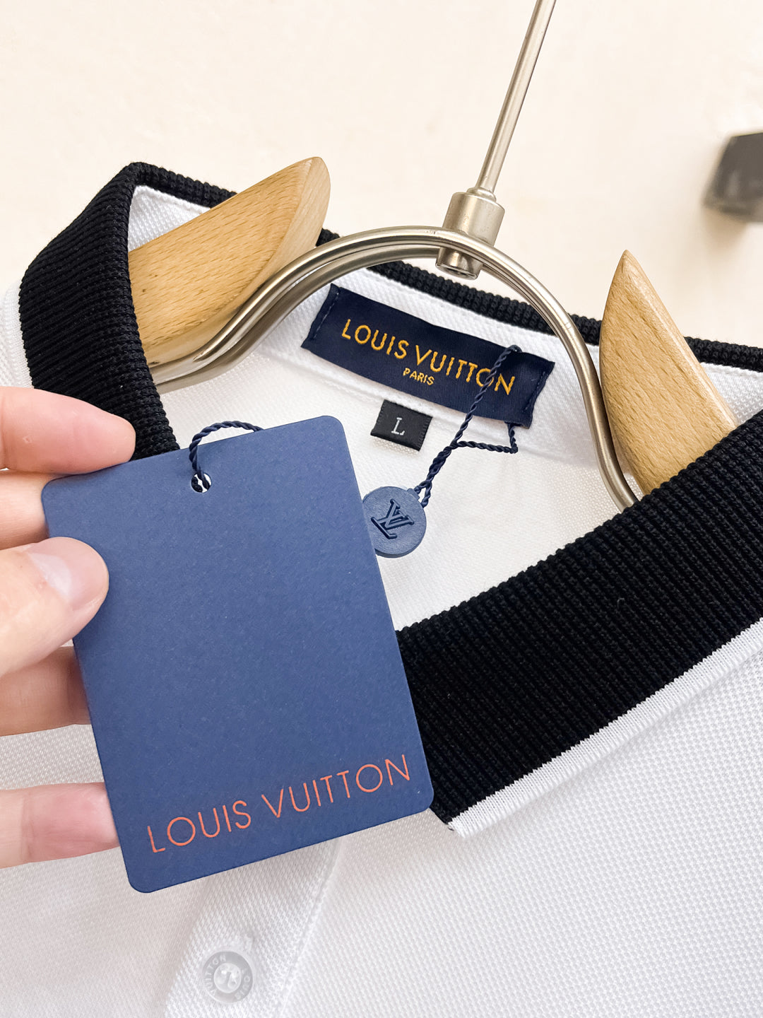 LV POLO WHITE AND BLACK TRIM LONG-STAPLE COTTON 238771
