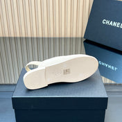 CHANEL 25S BACK STRAP MULE 15MM IN IVORY SUEDE GOLD HARDWRE