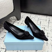 PRADA 26S HIGH HEELS 55 MM IN BLACK SUEDE