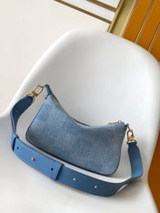 LV 25S POCHETTE ACCESSORIES XL 28 IN BLUE CANVAS DAMIER DENIM