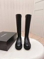 CHANEL KNEE-HIGH BOOTS 25S IN BLACK LAMBSKIN