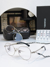 CHANEL 26S ROUND RECTANGULAR GLASSES IN METAL FRAME 408121