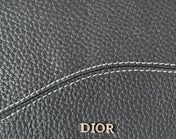 DIOR 25S SADDLE LONG ZIPPED WALLET 19 IN BLACK GRAINED CALFSKIN MARQUETRY