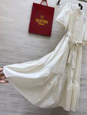 VALENTINO 26S SHORT SLEEVE LACE MIDI DRESS 117
