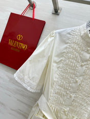 VALENTINO 26S SHORT SLEEVE LACE MIDI DRESS 117