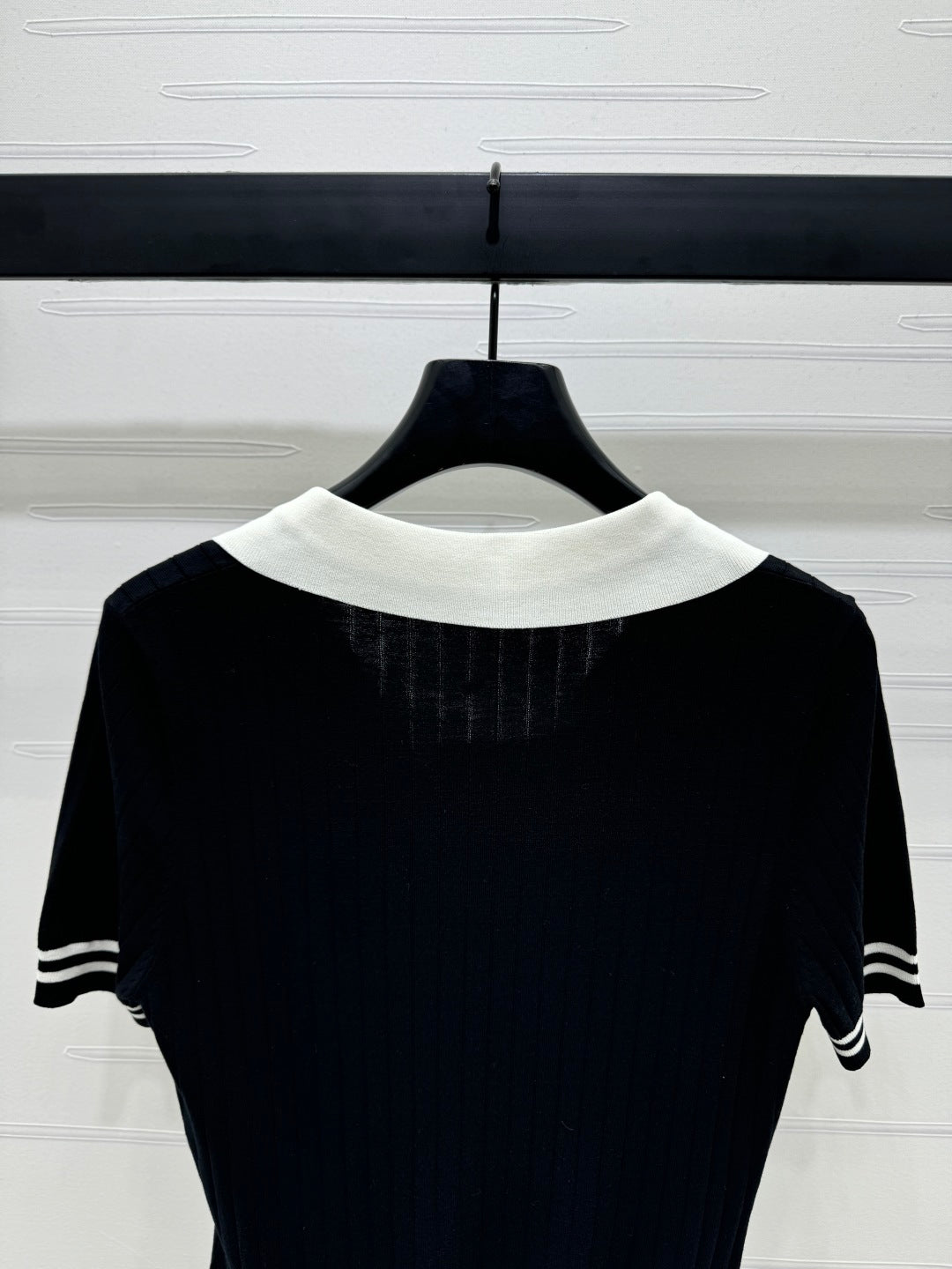 CELINE SHORT-SLEEVE KNIT TOP BLACK 274820