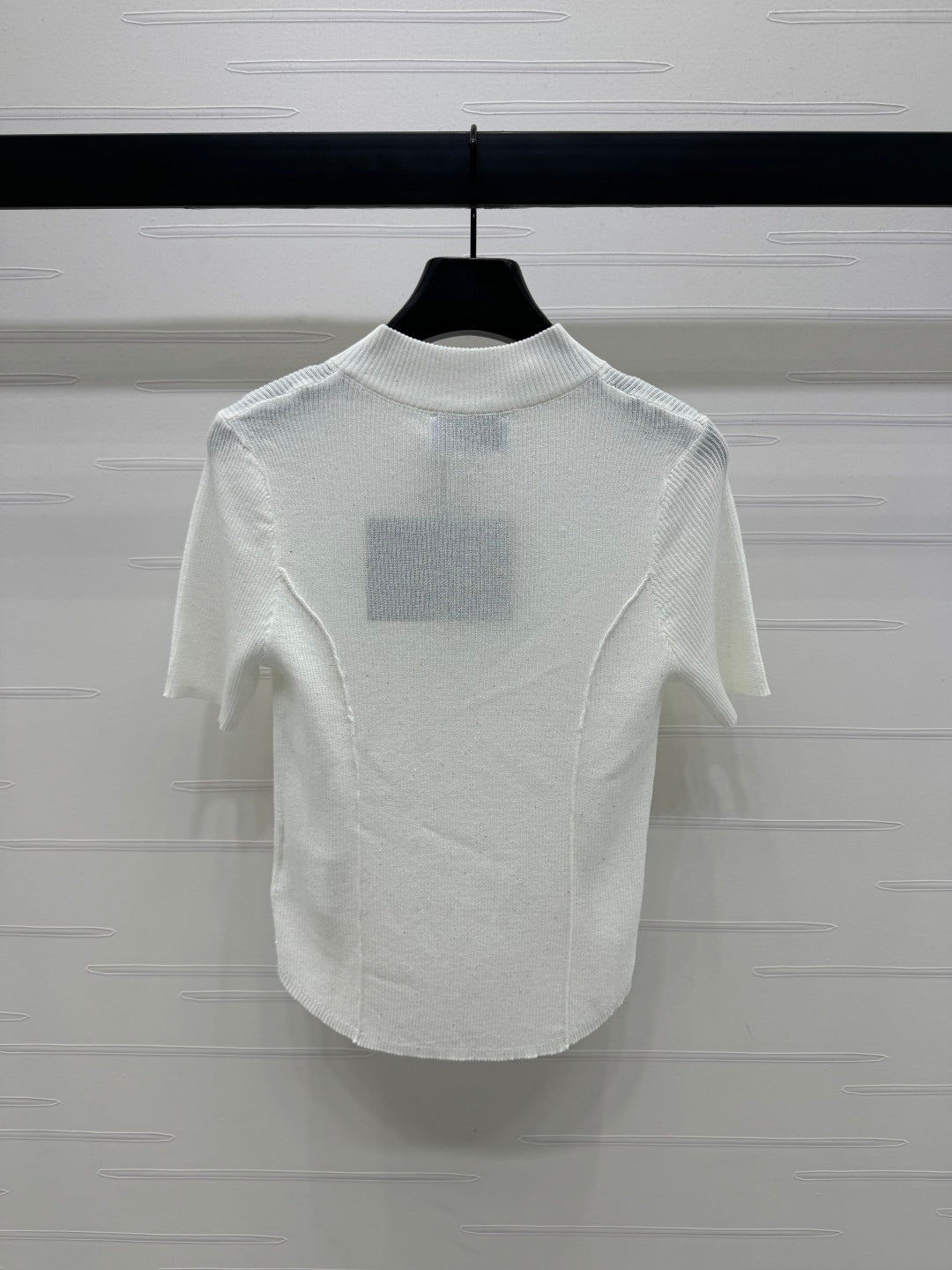 PRADA MOCK NECK SHORT-SLEEVE KNIT TOP WHITE 274815