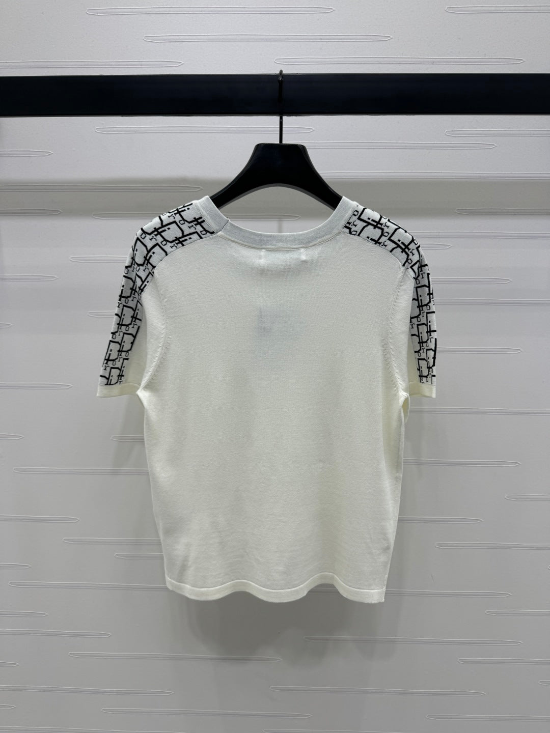 DIOR SHORT-SLEEVE JACQUARD KNIT TOP 274853