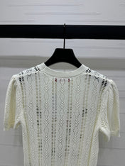 VALENTINO CREW NECK SHORT-SLEEVE KNIT TOP 274956