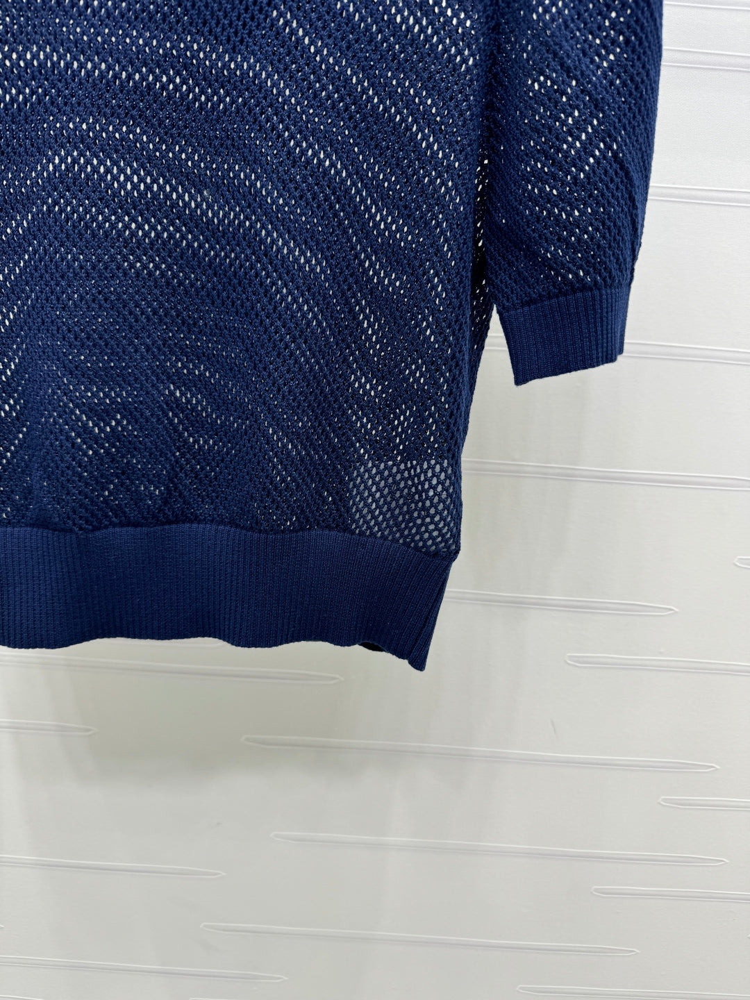 PRAD 25S HOLLOW KNIT SHORT SLEEVE TOP 264135