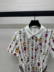 LV SHORT-SLEEVE BELTED DRESS 269527