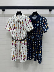 LV SHORT-SLEEVE BELTED DRESS 269527