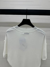 DIOR V-NECK KNITTED SHORT-SLEEVE T-SHIRT WHITE 274934