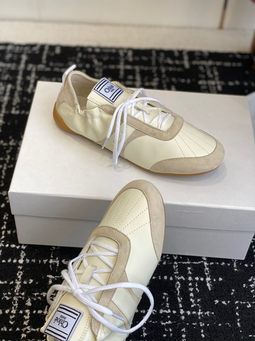 CHLOE 26S SNEAKERS IN BEIGE FABRIC AND LEATHER