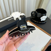 CHANEL 26S HAIR CLAW CLIP IN BLACK METAL 503068