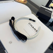 CHANEL 26S HEADBAND IN BLACK AND WHITE SATIN 503044