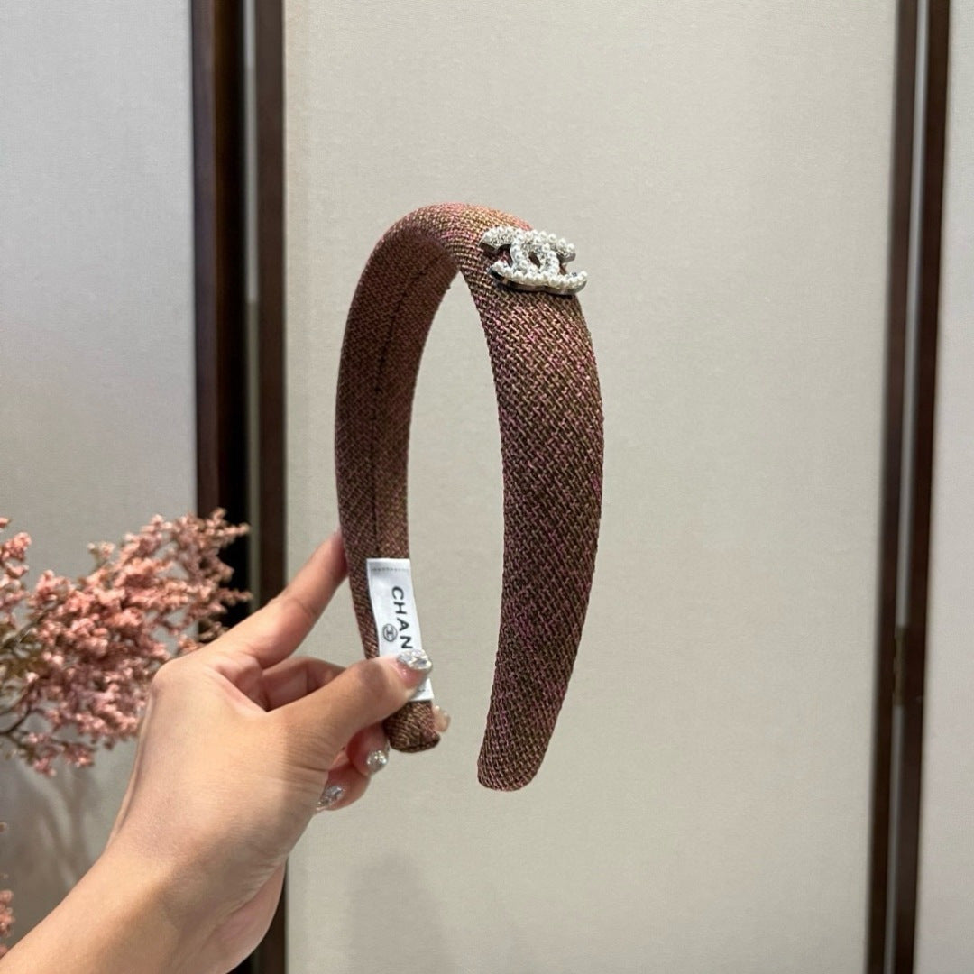 CHANEL 26S HEADBAND IN BROWN TWEED 503056