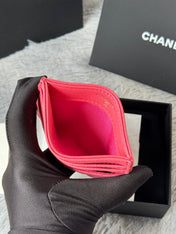 CHANEL 25S CARD HOLDER 11 IN WATERMELON CAVIAR GOLD HARDWARE