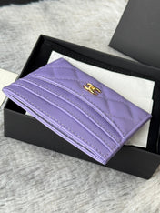 CHANEL 25S CARD HOLDER 11 IN LAVENDER PURPLE CAVIAR GOLD HARDWARE
