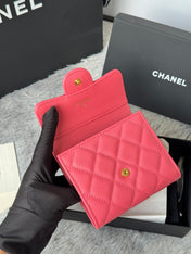CHANEL 25S CF SMALL TRI FOLD WALLET 11 IN WATERMELON CAVIAR GOLD HARDWARE