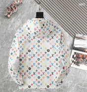 LV WHITE WINDBREAKER WITH COLORFUL MONOGRAM 238983